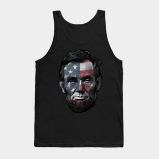 President Abraham Abe Lincoln with USA Flag Overlay Tank Top